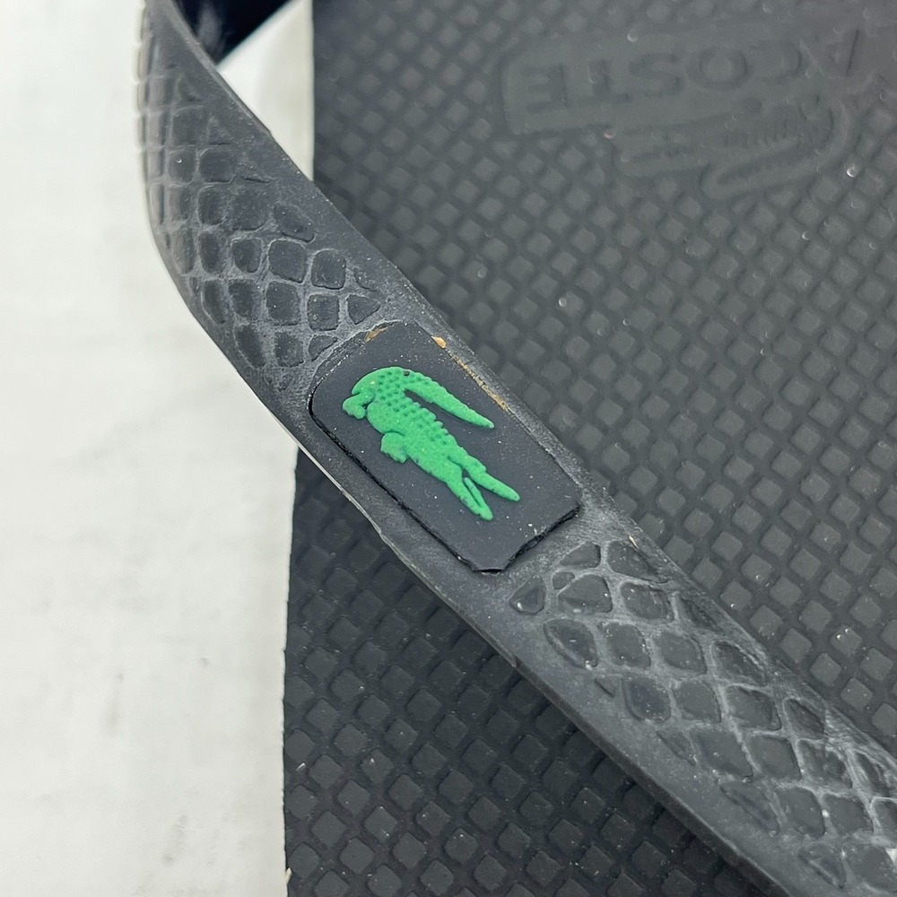 Lacoste Flip Flop Beach Sandals Black with Logo Men's US Size 8 VTG NWT - Picture 6 of 14